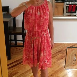 Rise pink floral midi dress